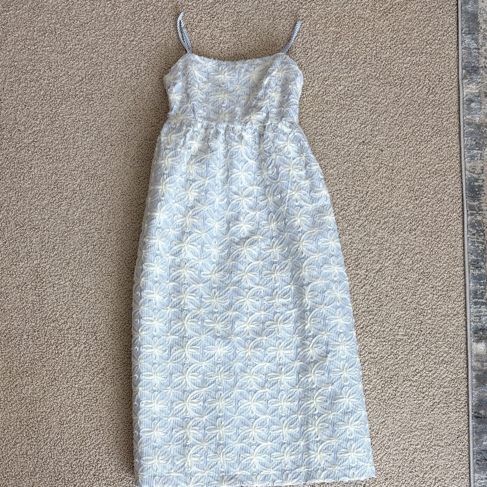 Light Blue and White Floral Maxi Dress